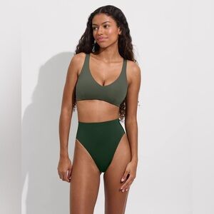 NWT LEFT ON FRIDAY Hi Hi Bikini Bottom ONLY Bathing Suit Swim Palm Green XS $110